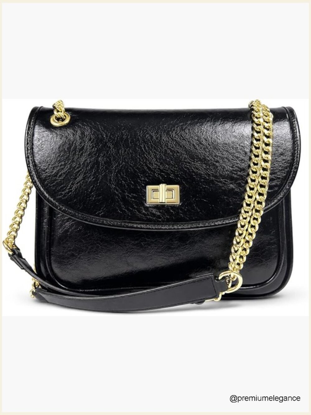 Vegan Leather Crossbody Satchel Bag with Chain Strap